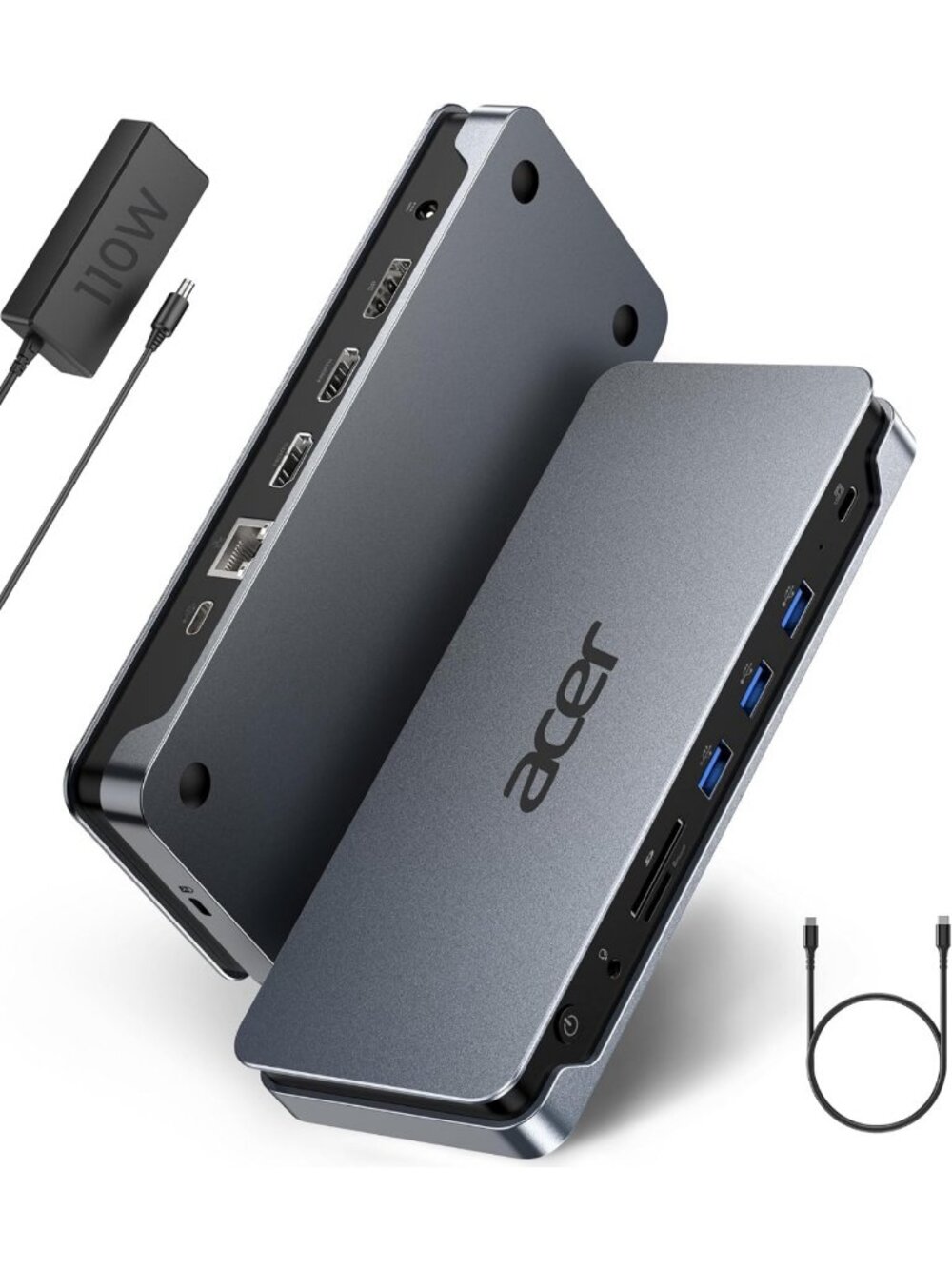 13-in-1 USB-C Laptop Docking Station, 3 Display Outputs (2 HDMI + 1 DP)
